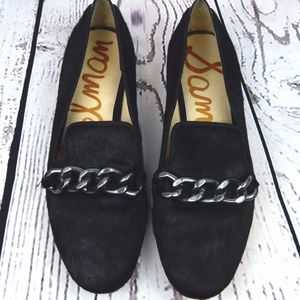 Sam Edelman Black Loafers with Silver Chain